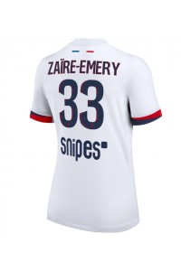 Paris Saint-Germain Warren Zaire-Emery #33 Jalkapallovaatteet Naisten Vieraspaita 2025-26 Lyhythihainen